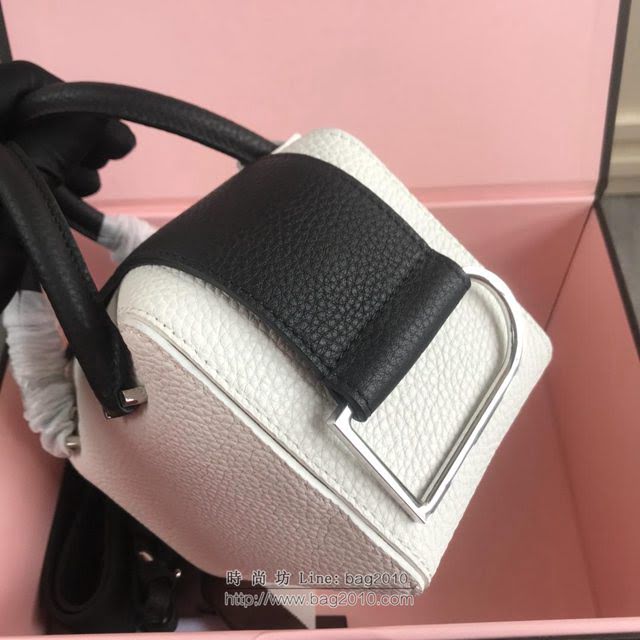DELVAUX女包 Delvau單肩斜挎包 半手工Cool box 小號 德爾沃女手提包 手拎包 白黑  fcs1191